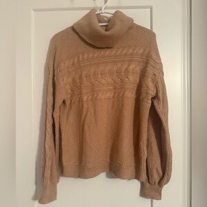 Charter Club Camel Cable Knit Turtleneck Sweater
